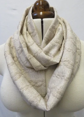 ECOTRIP Loop Scarf, Cotton Jersey, "Cable" Design, Natural Oatmeal Cream, 19cm Wide