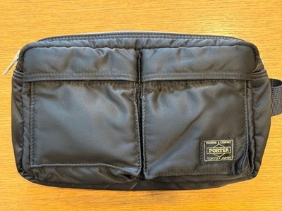 PORTER TANKER Waist Bag Black Body Bag Crossbody Yoshidakaban MA-1 Style Nylon