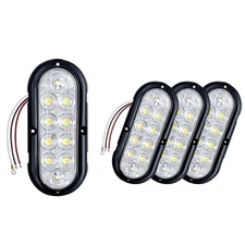 6 Inch Oval White LED Reverse Trailer Tail Lights Kit, 4PSC 10 LED Backup, Fo...