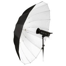 72in Parabolic White Reflective Umbrella - 16-Rib Black/White Photographic Um...