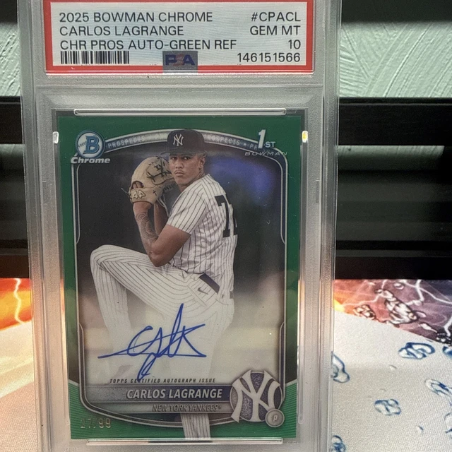 2025 Bowman Chrome Carlos Lagrange 1st Bowman True Green Auto /99 PSA10