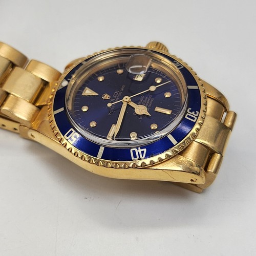 Rolex Submariner 40 mm 18K Yellow Gold Blue Nipple Dial Watch 1680 Circa 1978 - Picture 3 of 12
