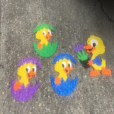 VTG 4 Melted Plastic Popcorn Wall Decoration Duck In Egg And Duck With A Flower