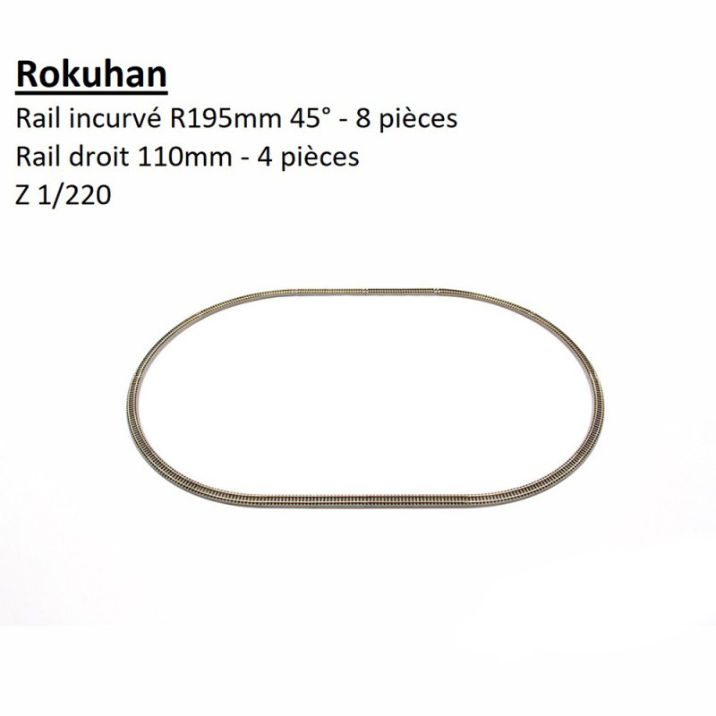 Set de rails A Rokuhan R028 piste ovale en maillechort pour train Z 1/220