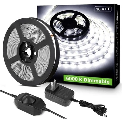 5M 10M Super Bright 2835 Daylight White 6000K LED Strip Dimmable Tape Lights 12V