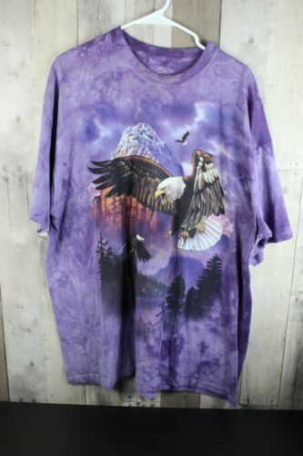 The Mountain Snowy Soaring Eagle Graphic T-Shirt Mens Sz 2XL Purple Tie Dye Rare