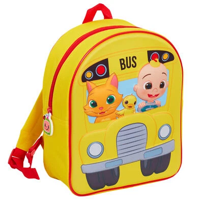 CocoMelon Backpack 3D Wheels on the Bus Toy Bag Boys Girls Nursery JJ Lunch Bag