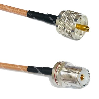 RG400 Silver PL259 UHF Male to UHF Female BULKHEAD Coax RF Cable USA Lot