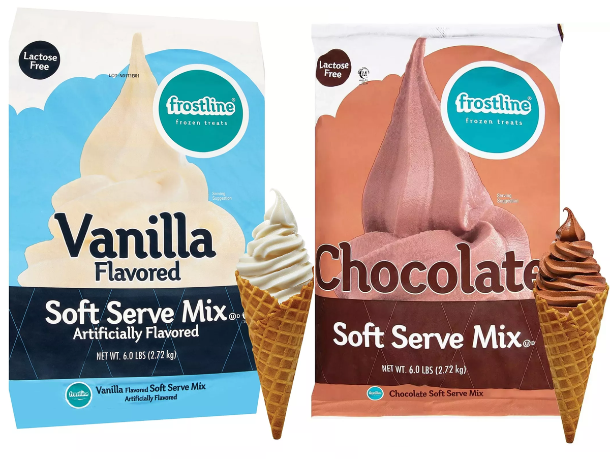 12 CASE 6x lb Frostline Chocolate 6x lb Vanilla Soft Serve Ice Cream  Mix