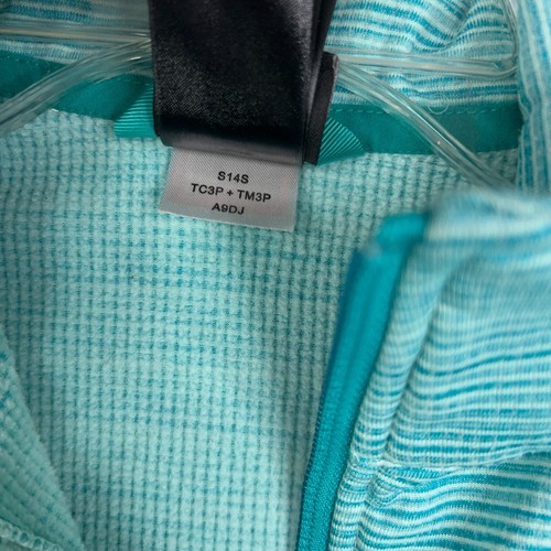 The North Face Jacket Girls Medium Blue Teal Stripe Full Zip Sweater Active - Picture 14 of 16