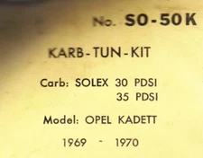 Carburetor kit for OPEL KADETT 1100R,S 1969-70, & GT1100SR 1969 Royze #SO-50K
