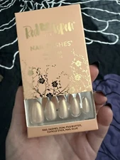 New Red Aspen Darlene's a Show Stopper Medium Almond Press On Nail Dashes