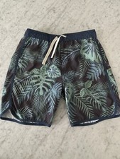 Fair Harbor Boys Anchor Swim Trunks Tropical Knit Liner Youth Kids Sz L Blue
