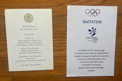 Rare Olympic IOC Invitation & ASOIF Dinner Menu 1993   London 2012 History!