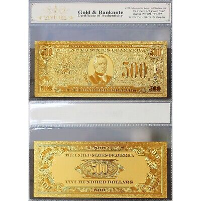 3 pcs The USD 5 100 500 United States dollars ingot 24k real gold