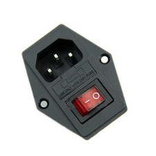 Black Red AC 250V 10A 3 Terminal Power Socket with Fuse Holder UK