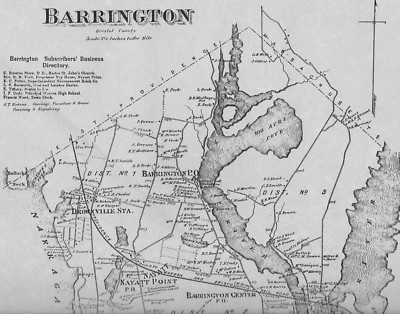 Barrington Nayatt  RI 1870 Map with Homeowners Names Shown