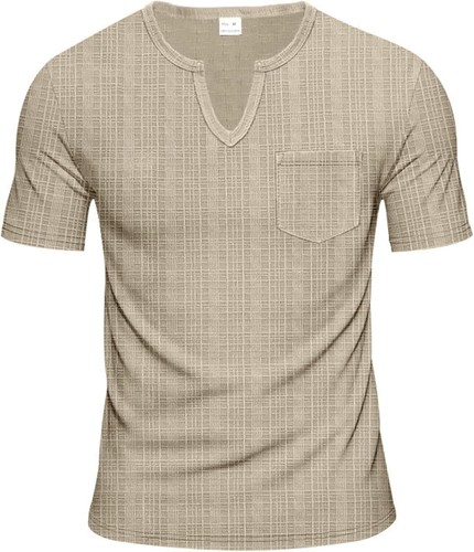 Men's Linen Henley Shirts Casual V Neck Blouses Tops Beach Hippie Shirts - Picture 33 of 60