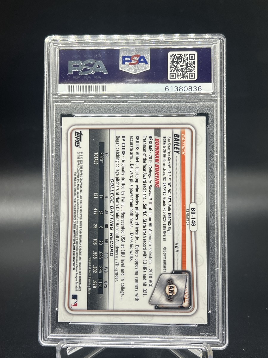 2020 Bowman Draft Patrick Bailey Chrome Refractor PSA 9 #BD146 
