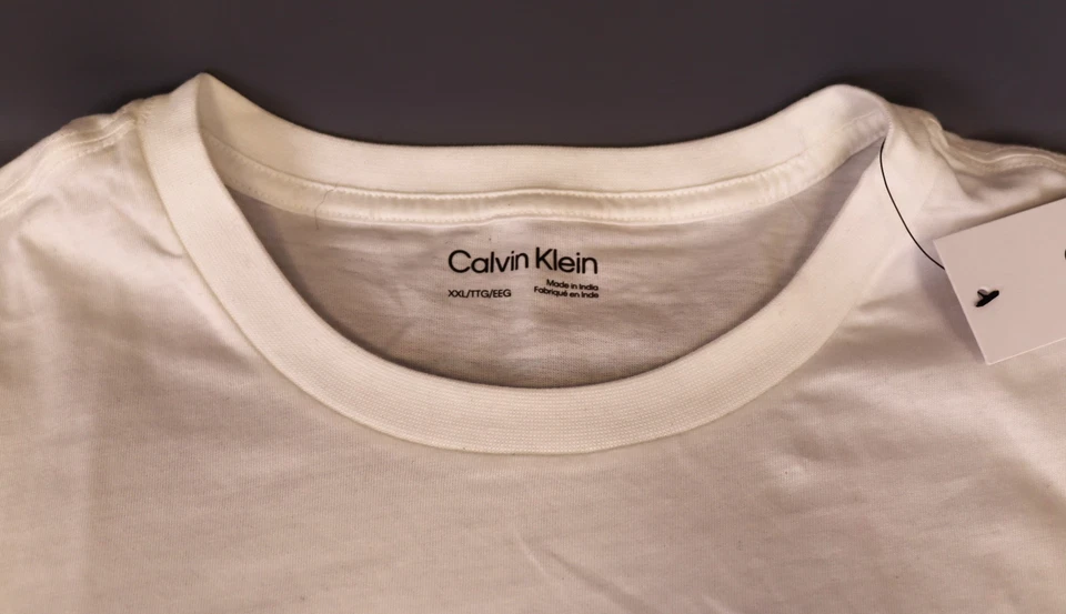 Camiseta Calvin Klein Para Hombre Arte Abstracto Logo Gráfico Blanco Brillante-2XL Foto 3 de 3