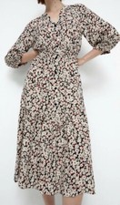 Zara Floral Print V-Neck Midi Dress Size S Small Spring Summer Vacation 