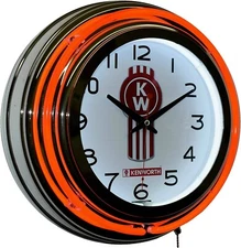 15" Kenworth Sign Double Neon Clock KW Red Neon