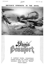 WW2 Advert for Bristol BEAUFORT Torpedo Bomber Aircraft Original 1941 Print Ad