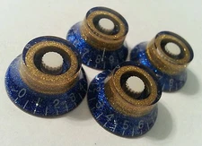 4 Guitar Top Hat Volume/Tone Knobs..  Blue Flake/Gold Flake/White ...    JAT