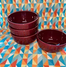NEW set 4 FIESTA small BISTRO BOWLS RETIRED CLARET FIESTAWARE  22 oz free ship