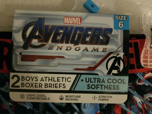 NWT Marvel Comics Avengers Endgame (2) Athletic Boxer Briefs sz 6 Moisture Wick - Picture 4 of 4