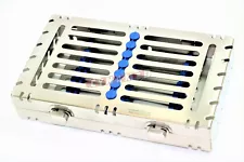 1 GERMAN DENTAL AUTOCLAVE STERILIZATION CASSETTE RACK TRAY FOR 7 INSTRUMENT BLUE