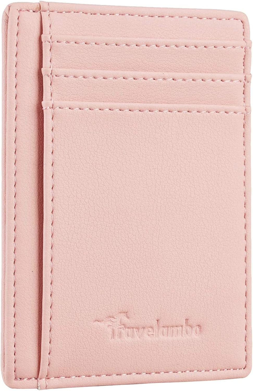 Sleek Minimalist Pink Leather Wallet – Medium Size, RFID Blocking, Slim Design for Front Pocket Convenience