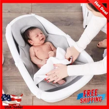 3-In-1 Baby Bath Tub Plastic Adjustable Height W/ Foam Padding Mesh Sling White