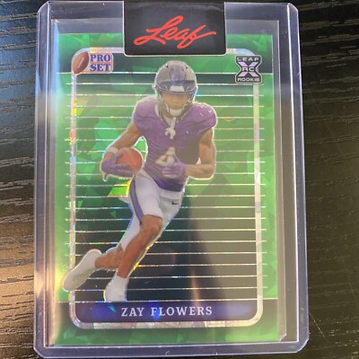 2023 Leaf Metal Pro Set Proof 1/1 RC Rookie Green Ice - Zay Flowers