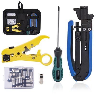 Rg6 Coax Cable Crimper Kit Coaxial Compression Tool Adjustable Rg6 Rg59 Rg11 755
