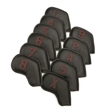 11pcs Black Leather Golf Iron Headcovers Two Sided Numbers Iron Covers for LH RH