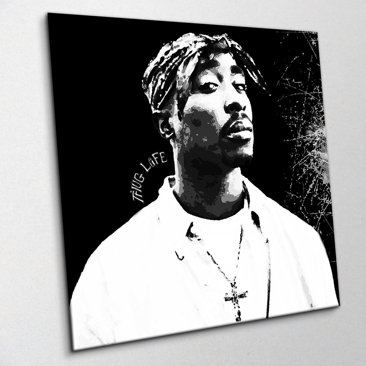 Tupac Shakur 2Pac Black & White Modern Canvas Print Wall Art