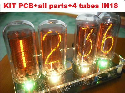 Nixie Tube clock KIT with IN-18 Tube LED RGB Backlight Black PCB