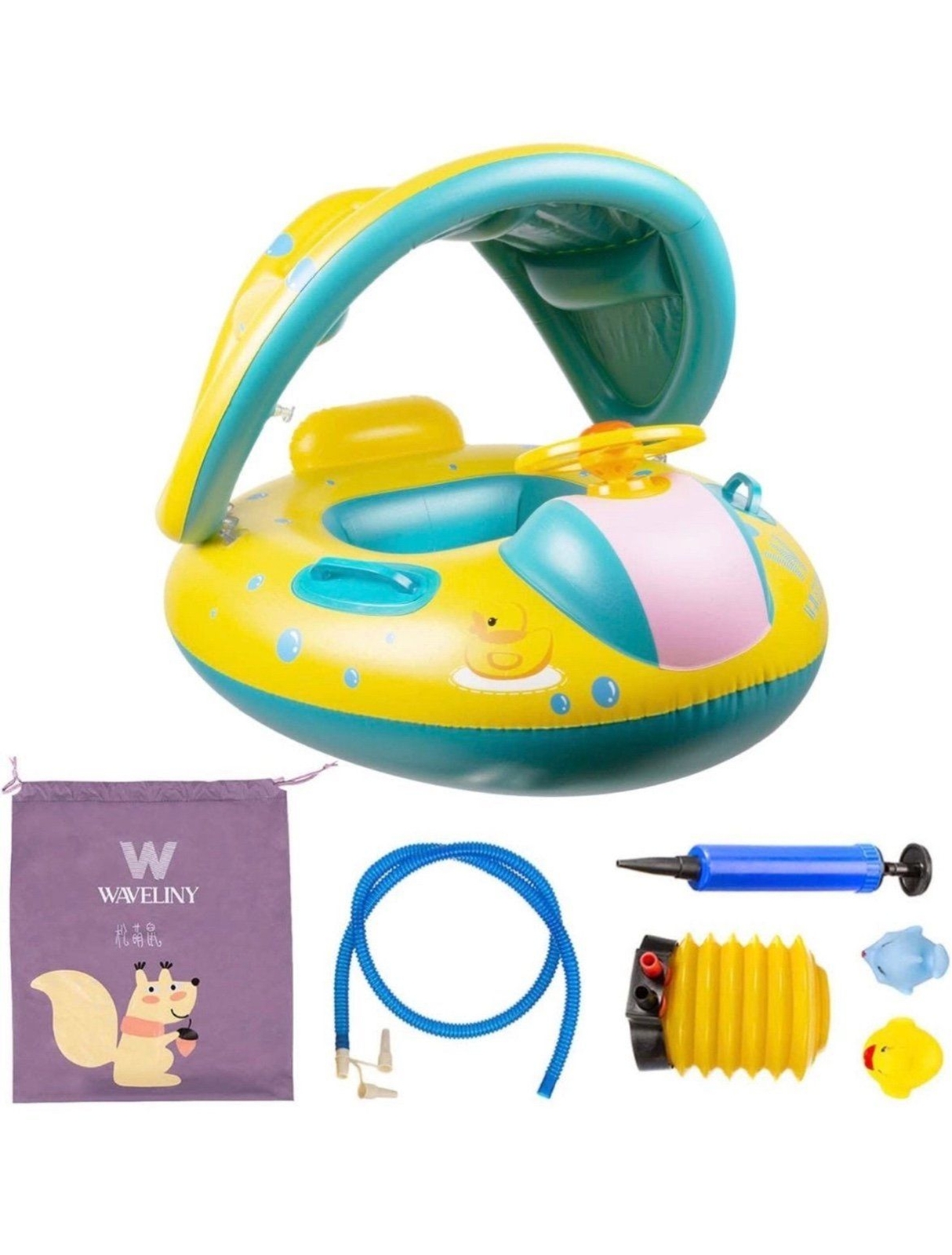 Flotador de piscina para bebé con dosel