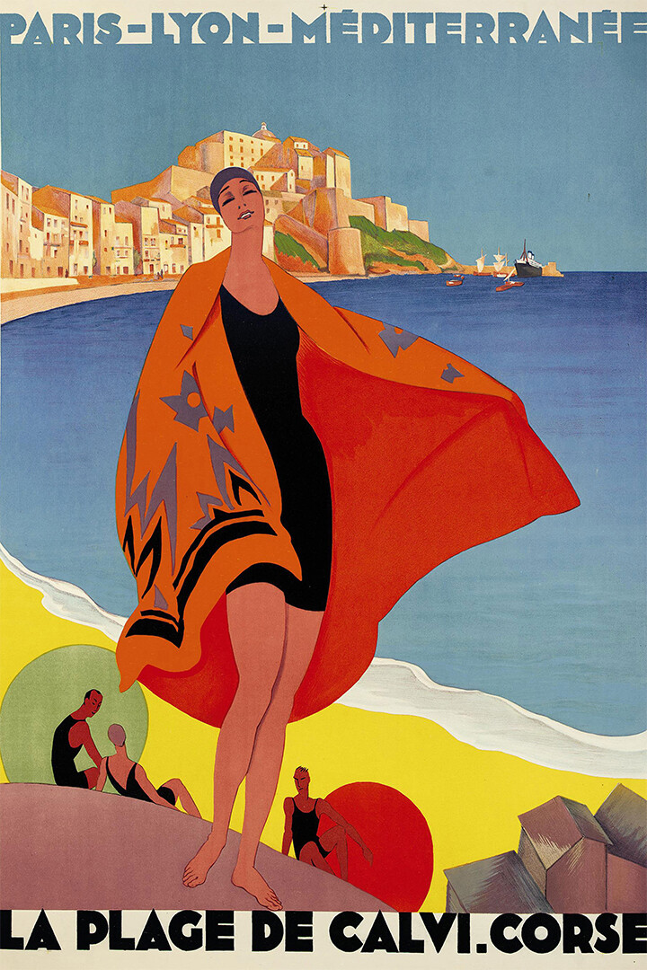 Paris Lyon Mediterranee French Travel Beach Vintage Wall Art Home