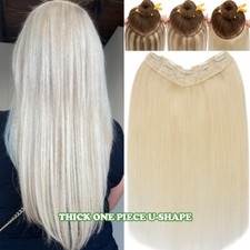 Thick Clip In Russian Remy Human Hair Extensions 3/4 Full Head V-Shape One Piece