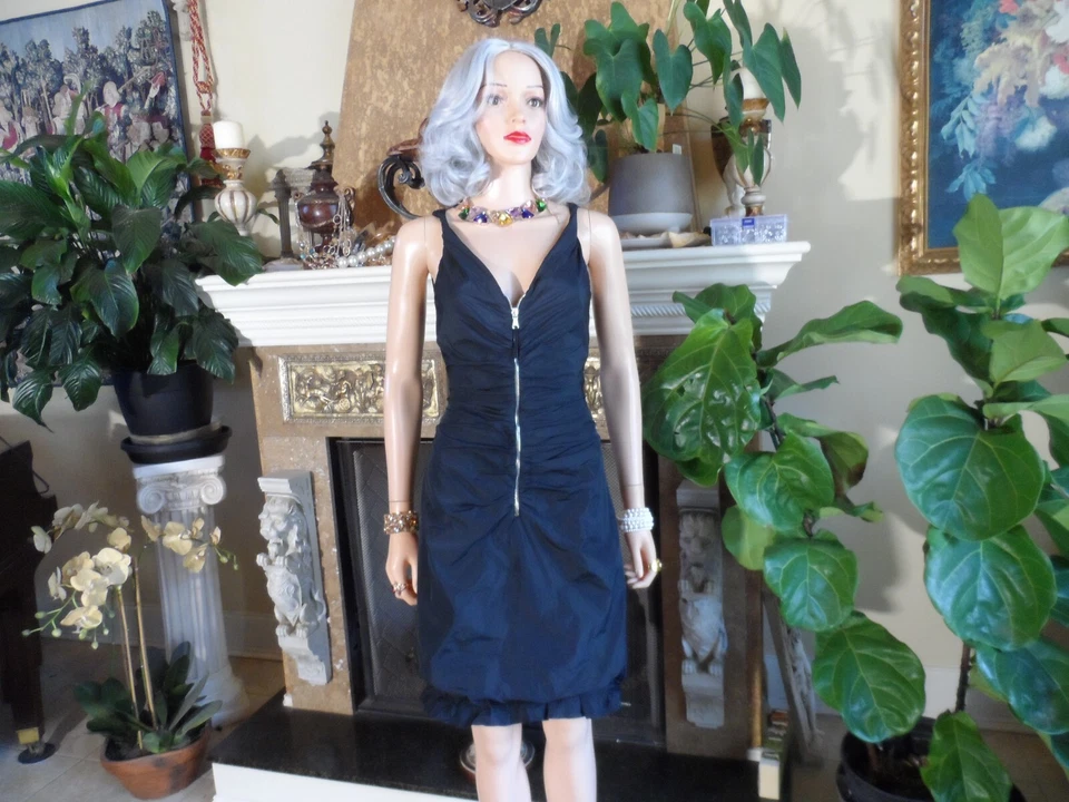 Vestido Dolce & Gabbana Negro Nylon Cremallera Frontal Acanalado Talla IT 38-US 2 Foto 3 de 4