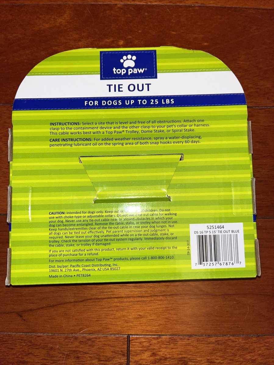 Top Paw 15 Foot Tie out for Dogs up to 25 Lbs Without for sale