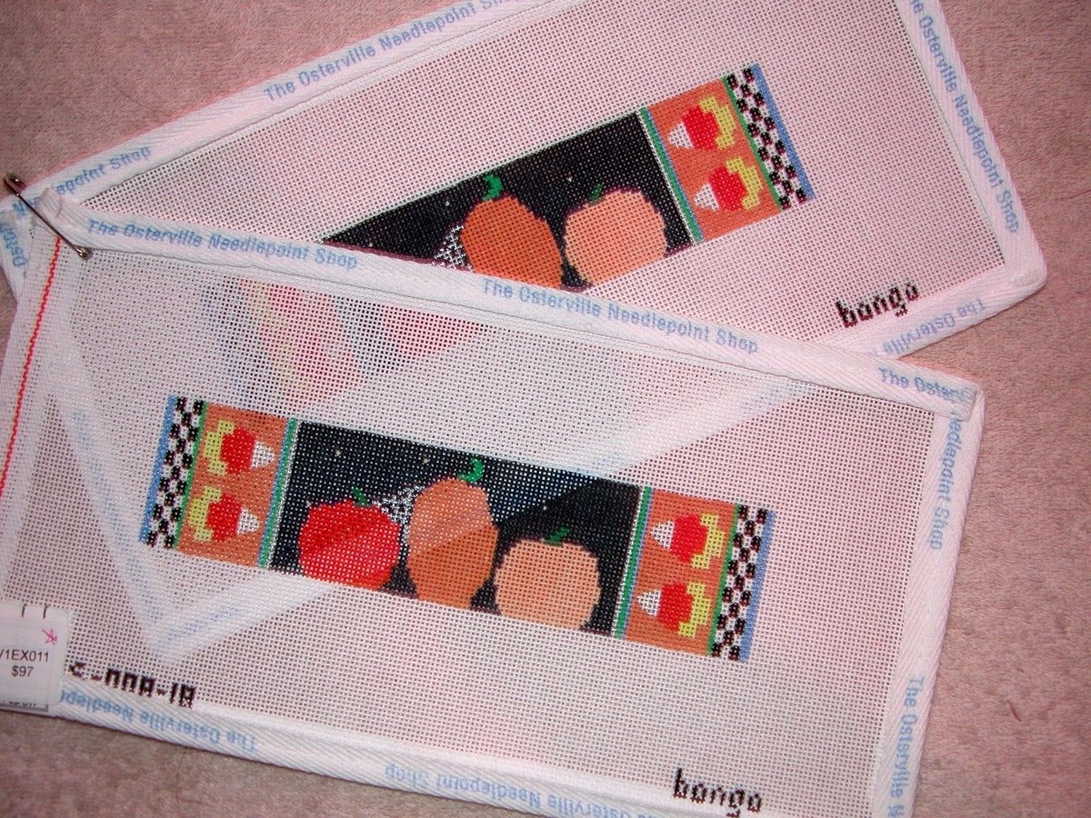 JG Pumpkin Sandal Flip Flop Shoe Tops HP Handpainted Needlepoint