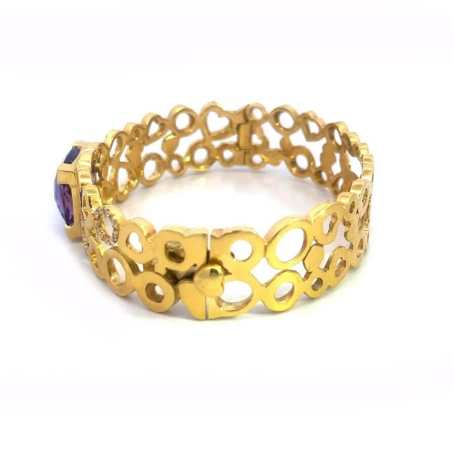 Brazalete Roberto Coin Diamante Amatista Oro Amarillo 18k Diseño Recortado Foto 2 de 4