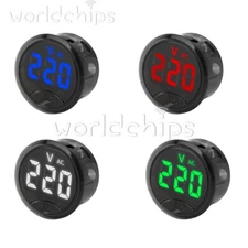 Car Voltmeter DC7-120V/AC50~265V LED Digital Display Round Panel Voltage Meter