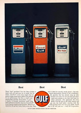 GULF OIL GASOLINE GAS PUMPS—GULFTANE GOOD GULF NO-NOX—ORIGINAL VTG 1963 PRINT AD