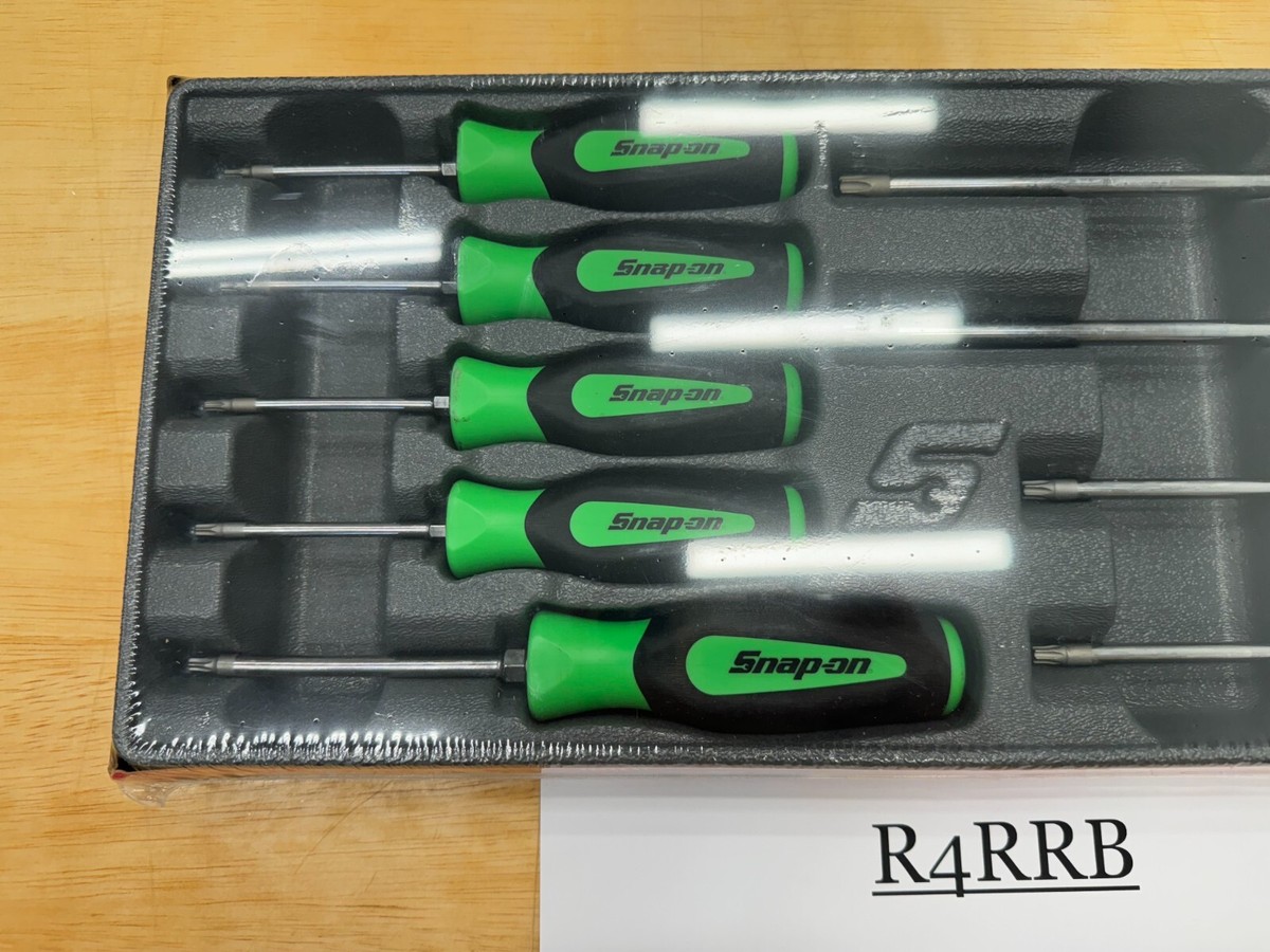 Snap-on Tools NEW 9pc GREEN Soft Grip T8 - T45 TORX Screwdriver