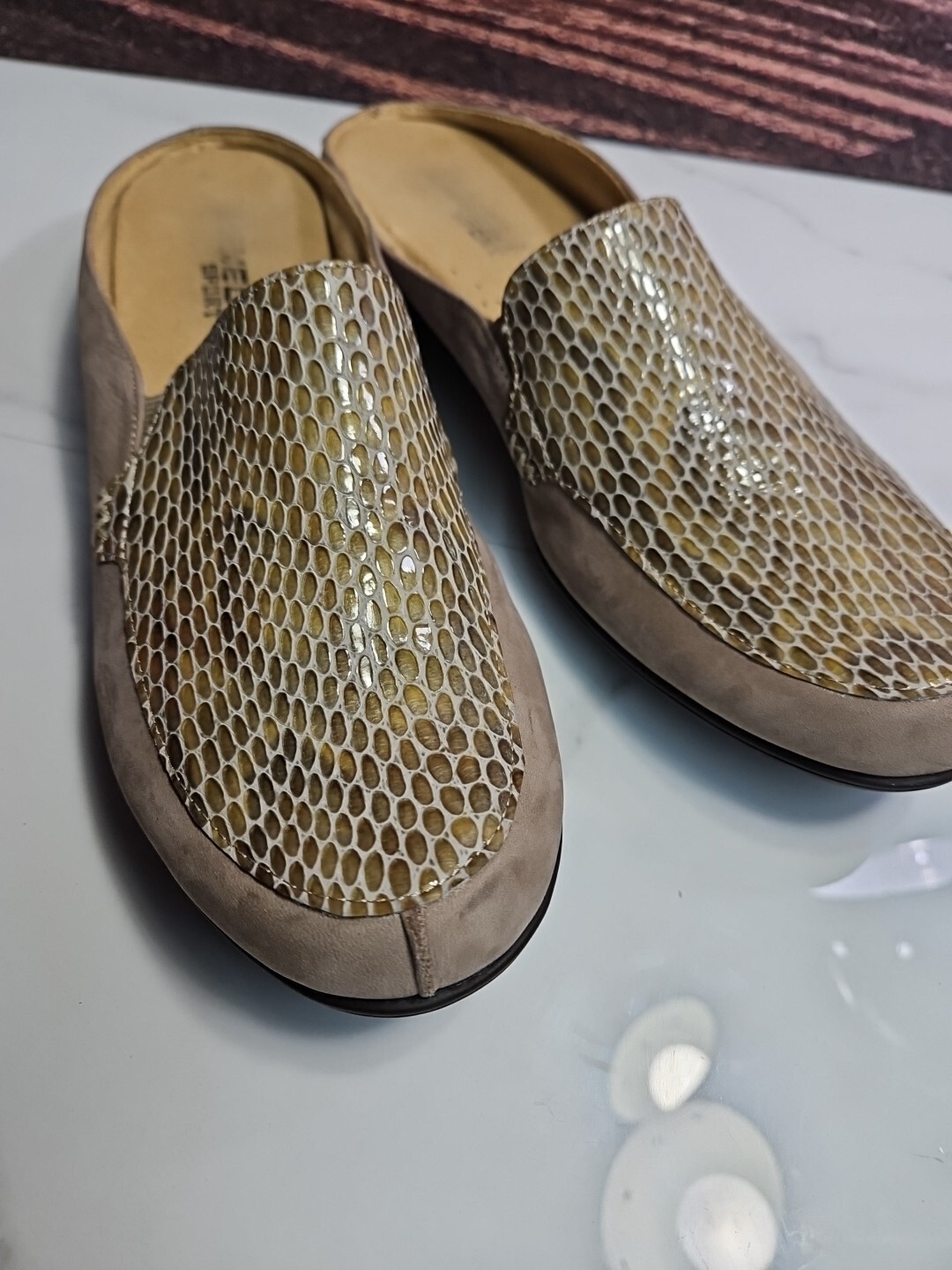 Omneli Sport Beige Leather/ Python Pattern Slip-O… - image 8