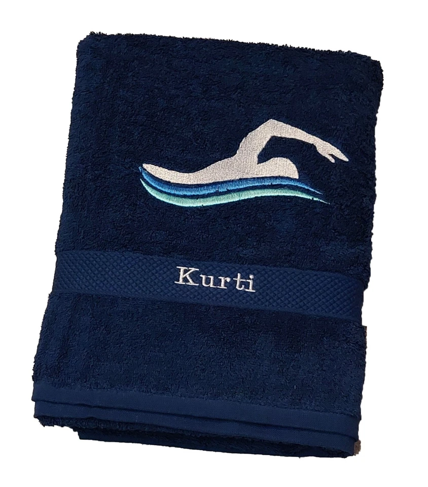 Handtuch Duschtuch SET Geschenk Set bestickt Schwimmen HANDARBEIT personalisiert